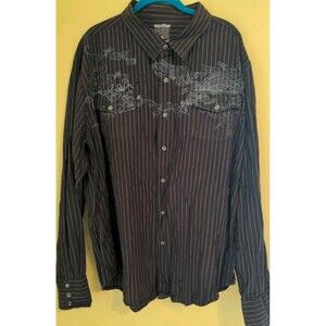 Machine Men's Clear Pearl Snap Western Shirt Brown Graphic Print L/S Sz. XXL